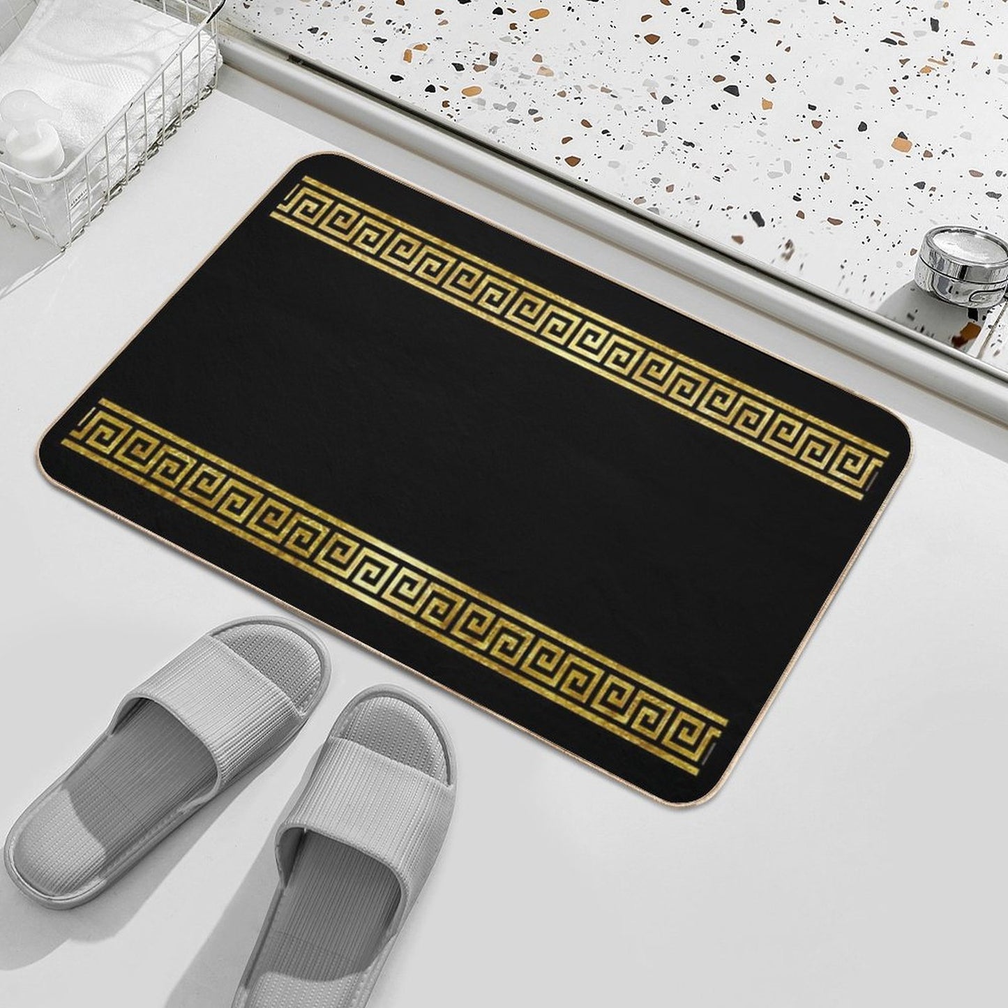 Greek Geometric Pattern  Easy Maintenance Bath Mat
