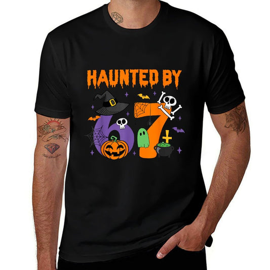 Haunted by 67 – Funny Six Seven Meme 6 7 Halloween Costume  Tagless Design T-Shirt