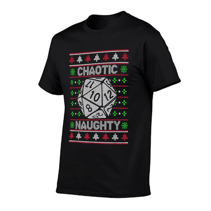 Santa Chaotic Naughty Christmas D20 Ugly Tabletop Sweater  Polyester Blend T-Shirt