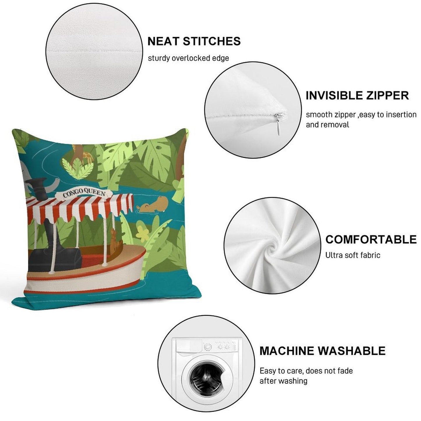 Cruising The Jungle Soft Skin-Friendly Throw Pillow