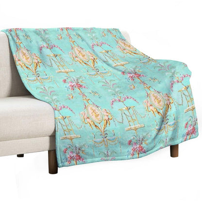 Marie Antoinette French Rococo Paris Pattern Throw Blanket