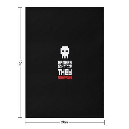 Pixel Skull Gamers Don't Die Throw Blanket