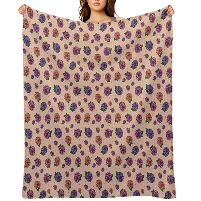 Dahlias Multicolored Peach Throw Blanket