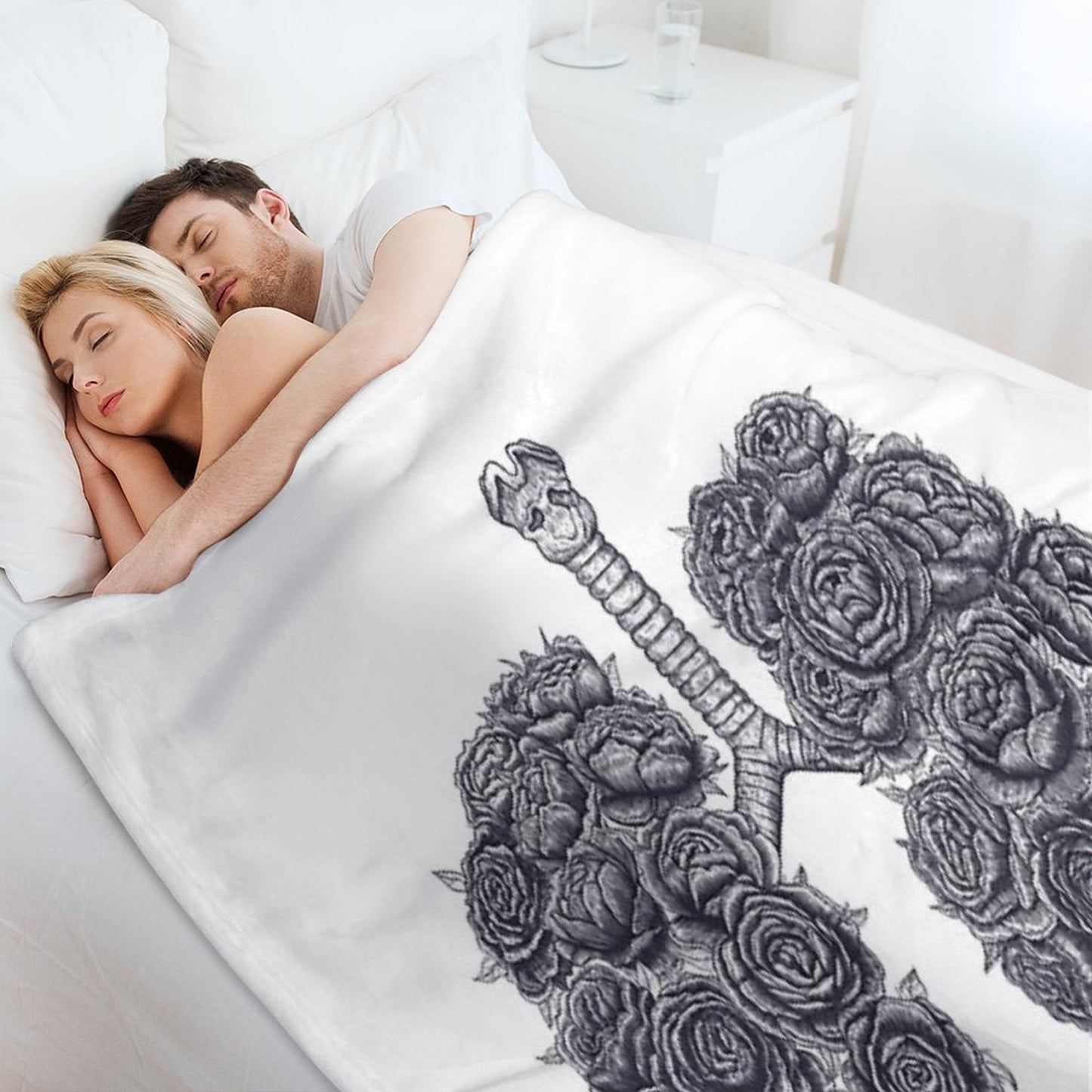 Lungs with Peonies Throw Blanket
