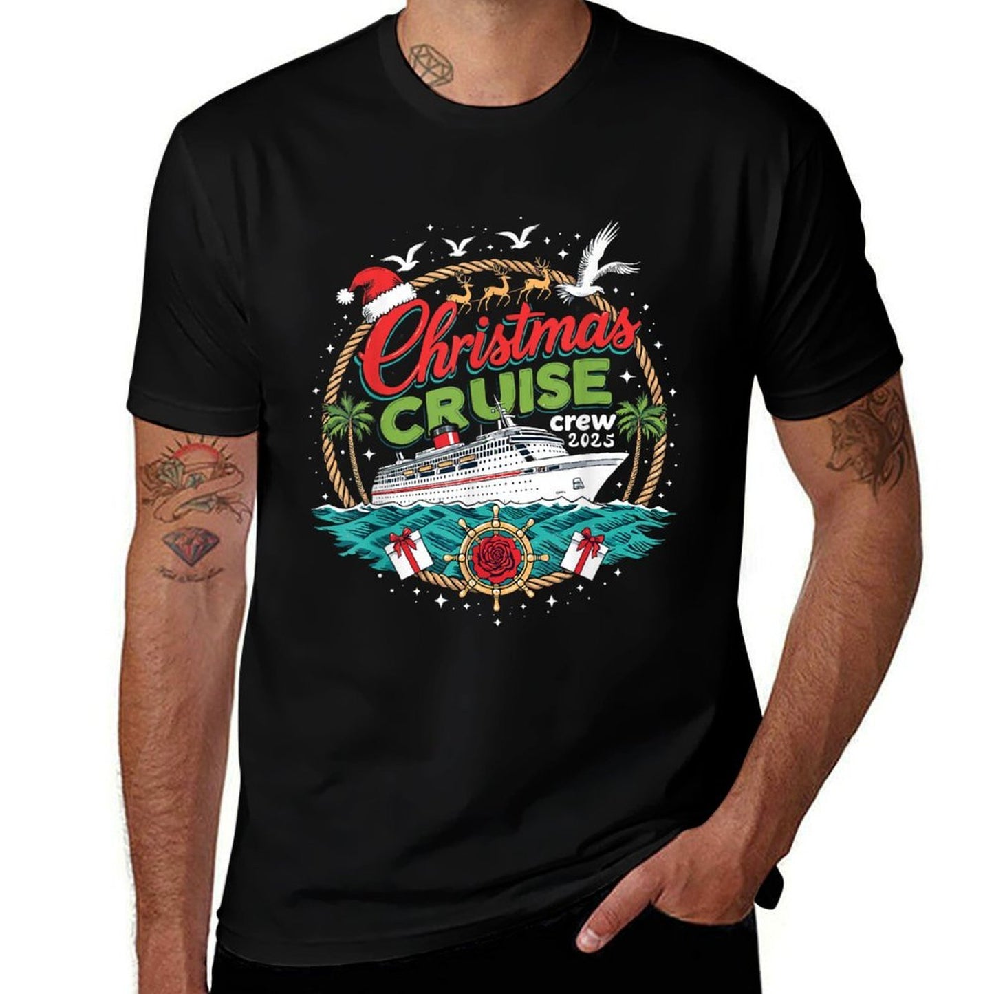 Christmas Cruise Crew 2025 Family Pajamas Holiday Vacation  Polyester Blend T-Shirt
