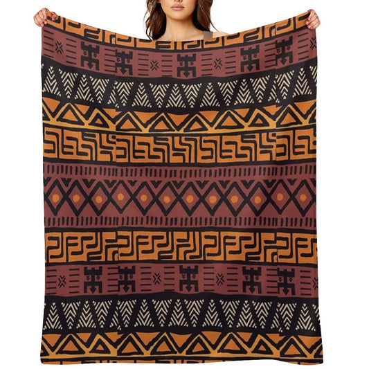 African Tribal Mudcloth Pattern Throw Blanket
