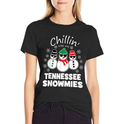 Chillin With My Tennessee Snowmies Funny Christmas  Fade-proof Color T-Shirt