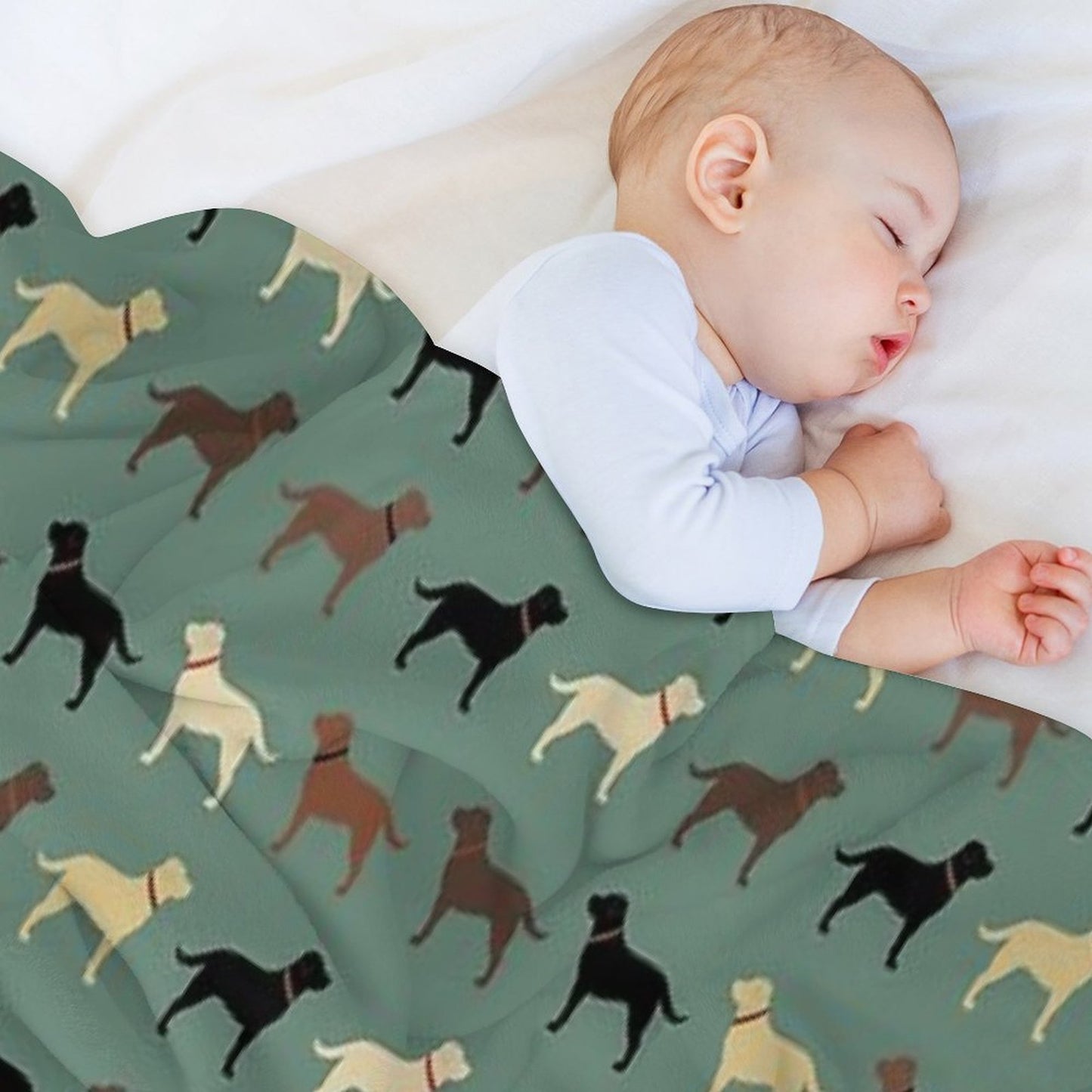 Labrador Retriever Dog Silhouettes Pattern with Chocolate, Yellow, Red And Black Labs Throw Blanket