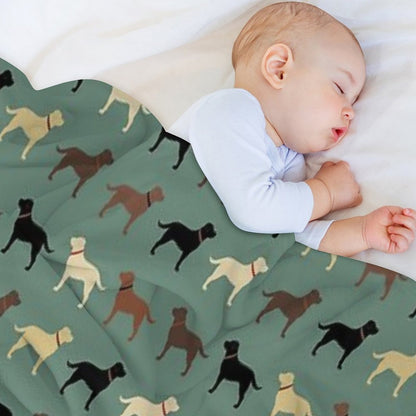 Labrador Retriever Dog Silhouettes Pattern with Chocolate, Yellow, Red And Black Labs Throw Blanket