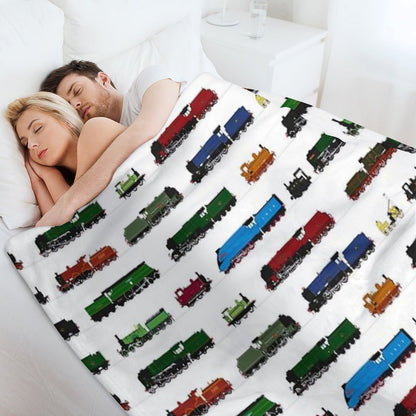 Iconic British Steam Trains Throw Blanket