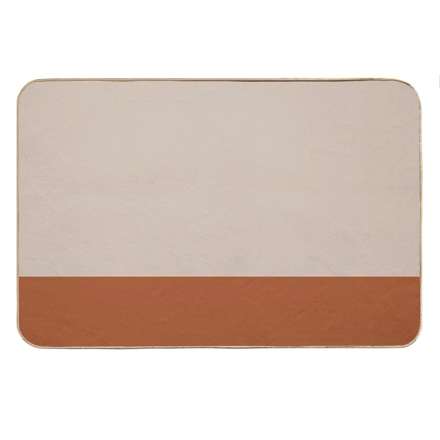 Minimalist Color Block Cuffed Solid in Putty And Clay Rust Terracotta Bath Mat