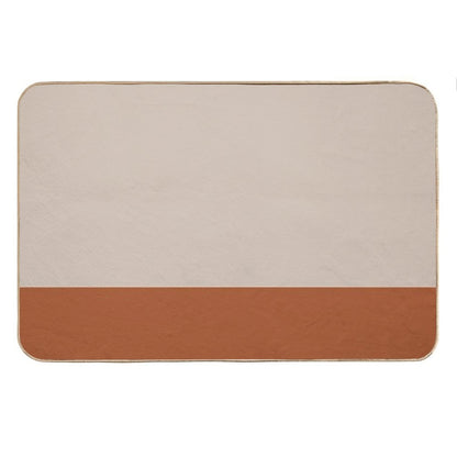 Minimalist Color Block Cuffed Solid in Putty And Clay Rust Terracotta Bath Mat
