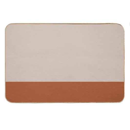 Minimalist Color Block Cuffed Solid in Putty And Clay Rust Terracotta Bath Mat