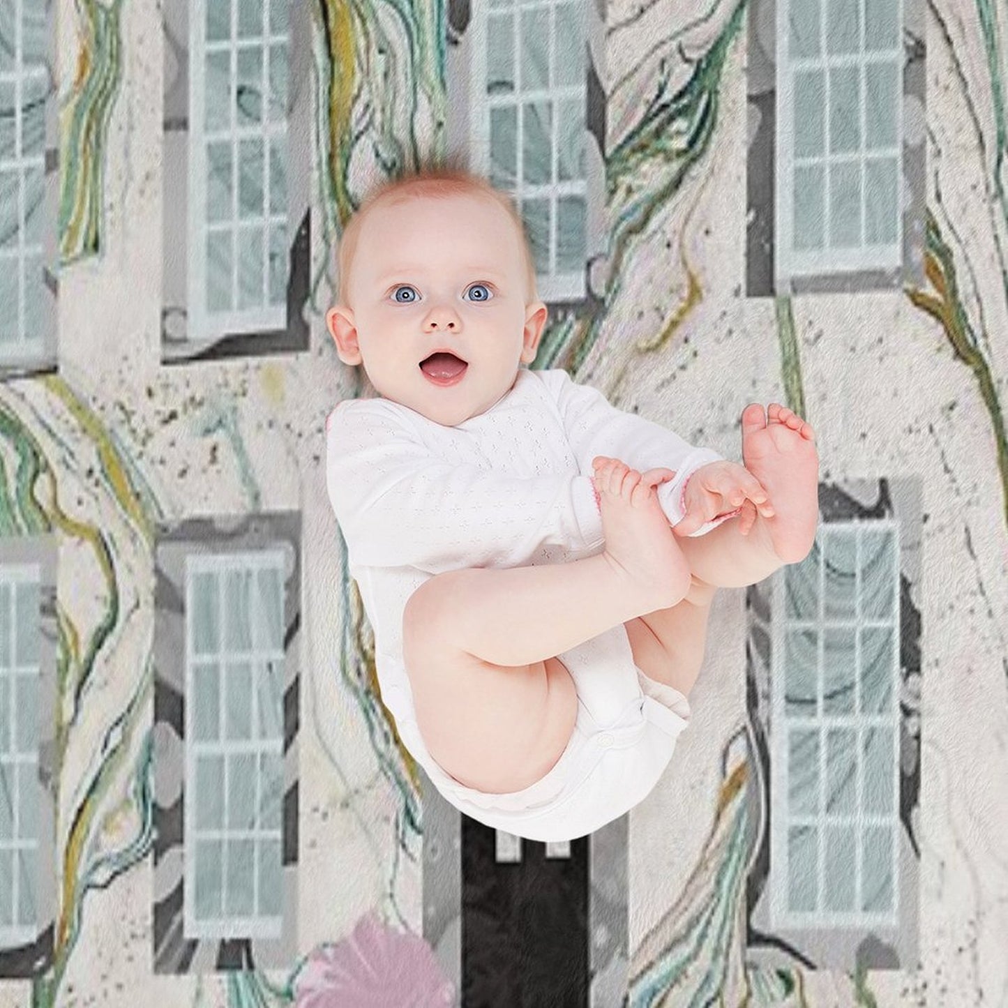 The Bronte Sisters' Parsonage,Haworth  Collage in Marbled Bookbinding Paper Throw Blanket