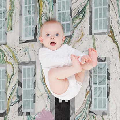 The Bronte Sisters' Parsonage,Haworth  Collage in Marbled Bookbinding Paper Throw Blanket