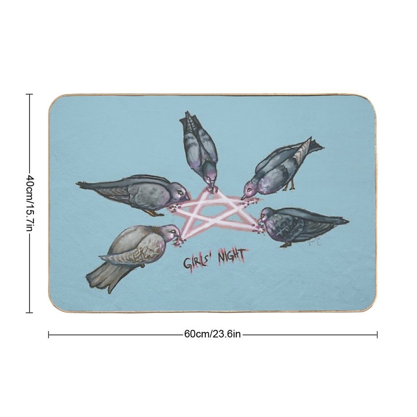 Girl's Night - Pigeon Pentagram (Stickers  Transparent on Clothing  Blue Background) Bath Mat