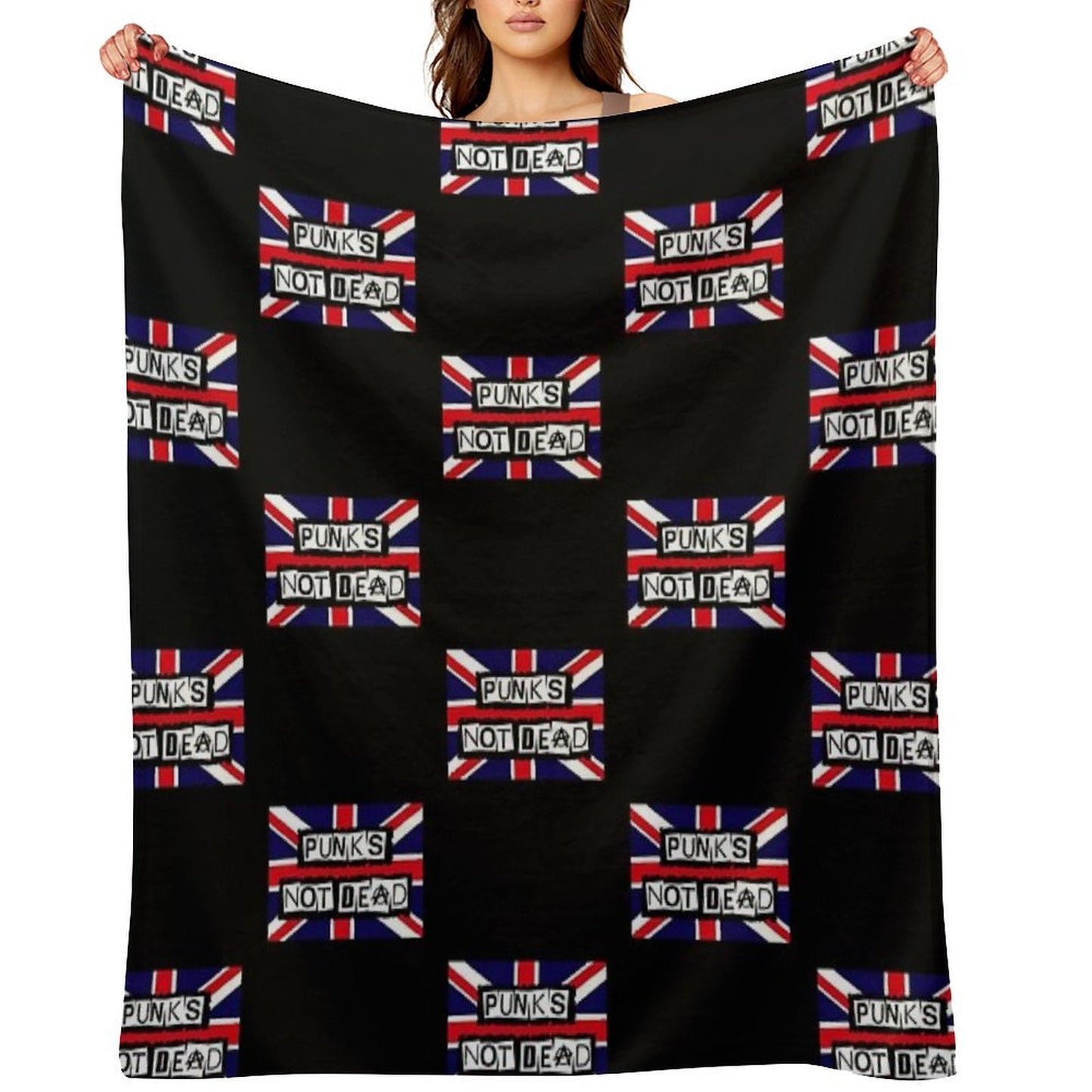 Union Jack. Punks Not Dead Throw Blanket