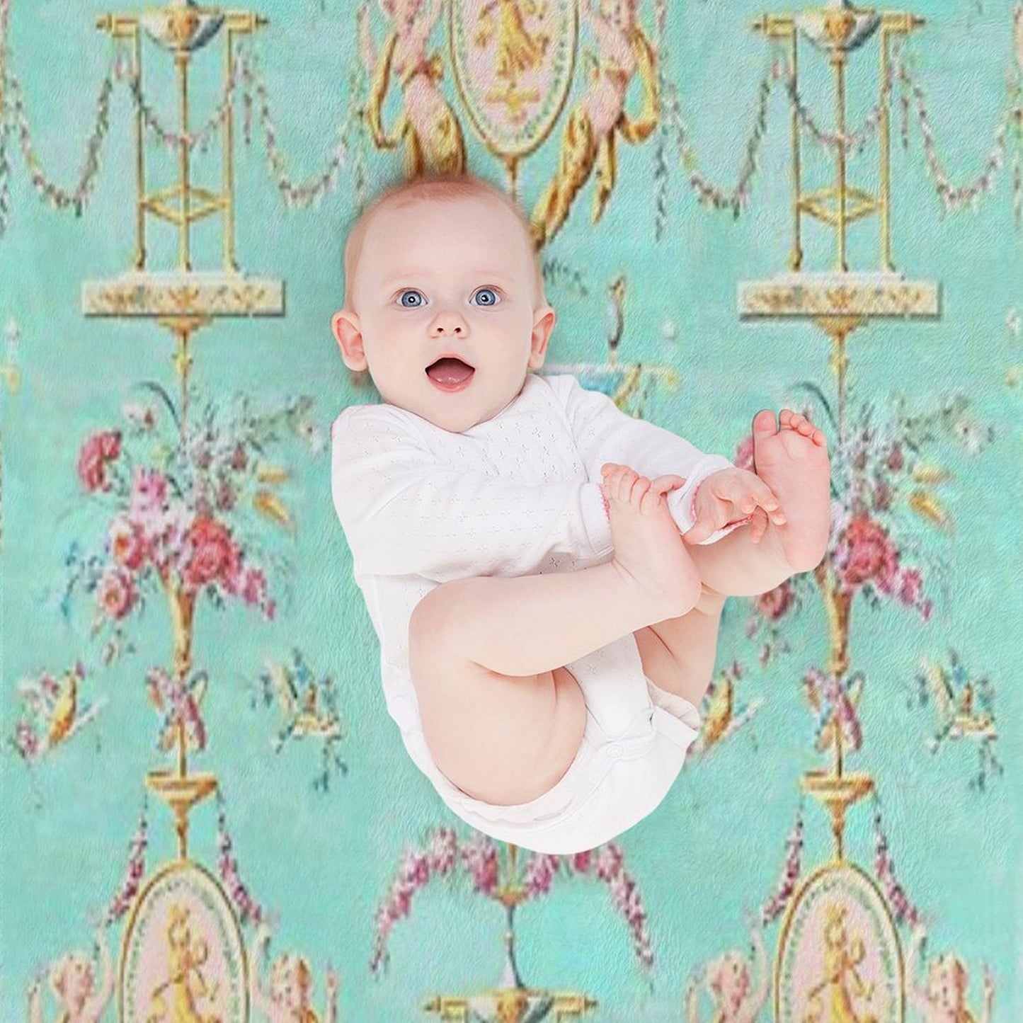 Marie Antoinette French Rococo Paris Pattern Throw Blanket