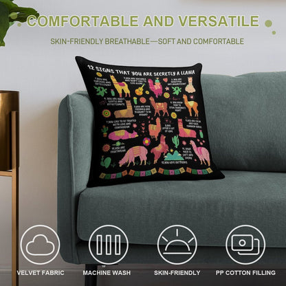 12 Signs That You Are Secretly A Llama Gifts For Llama Lovers Soft Shrink-Resistant Throw Pillow