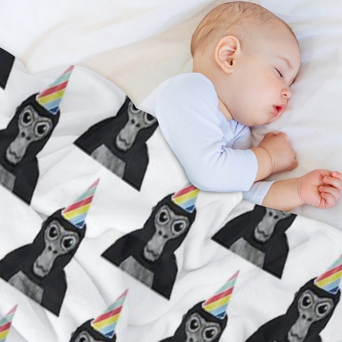 Gorilla Tag Monkey with Birthday Hat Throw Blanket