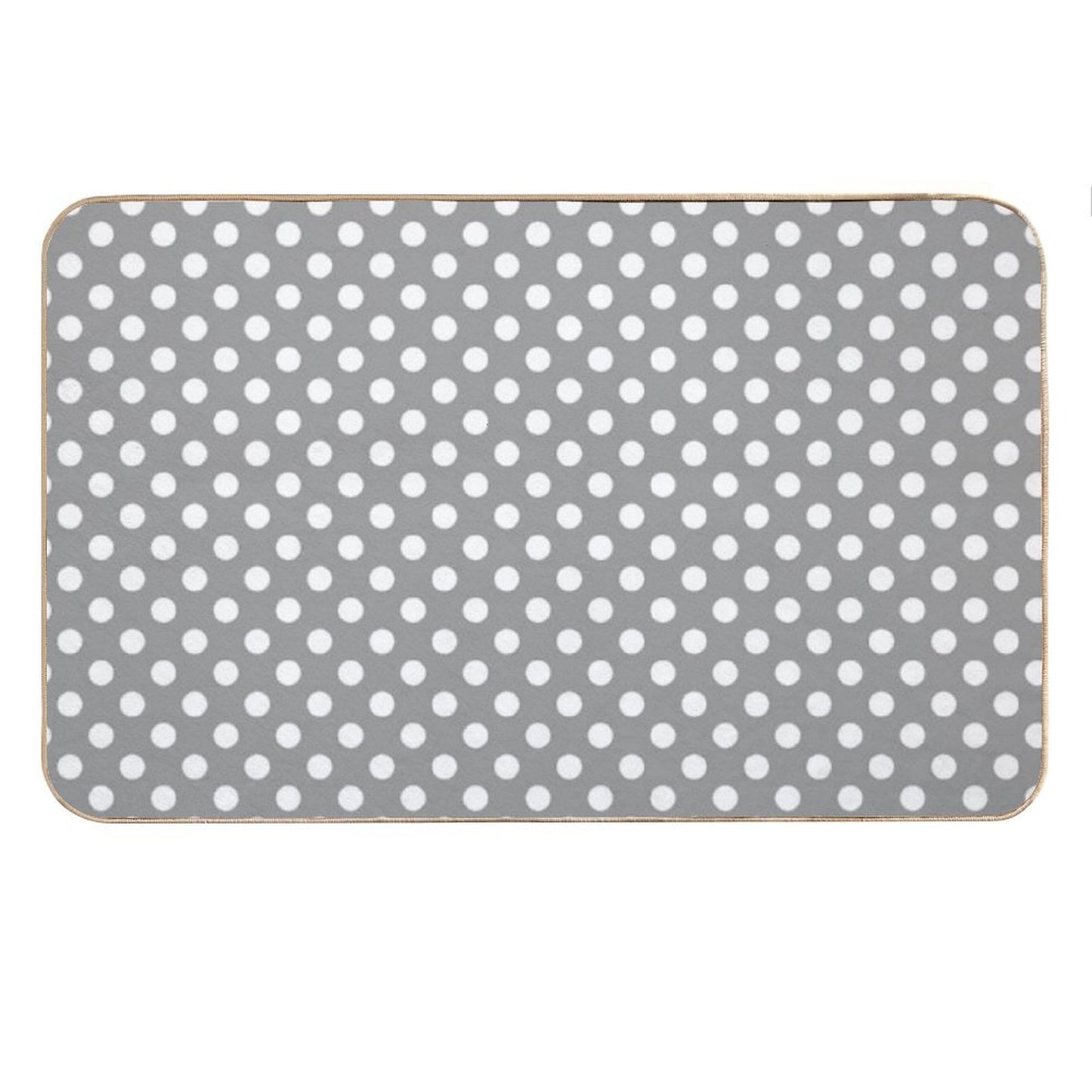 White Polka Dots on Gray Background Bath Mat