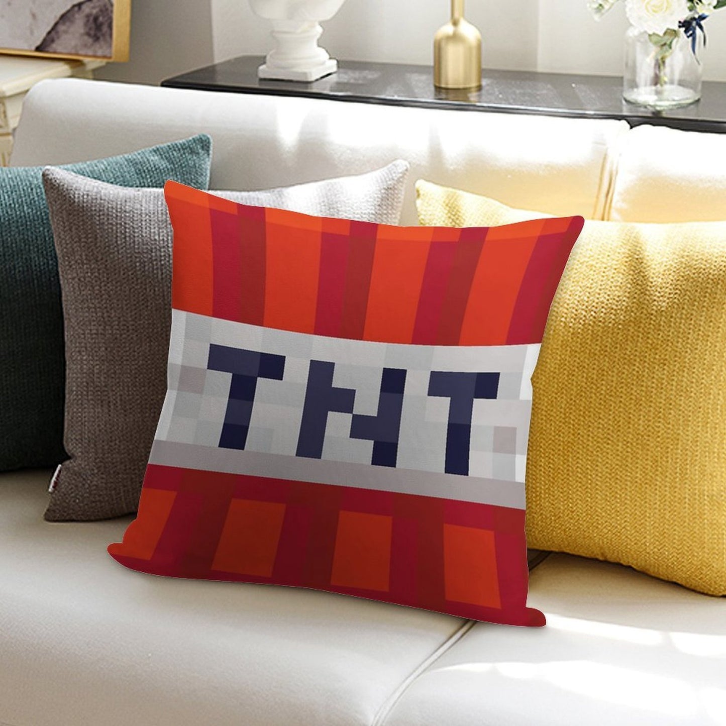 Minecraft TNT Block Soft Bedroom Essential Throw Pillow