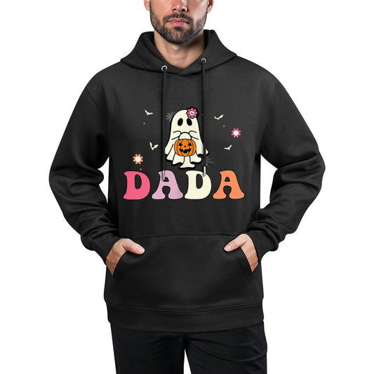Dada Ghost Boo One Spooky Dad First Halloween Birthday Boy Medium-Weight Fabric Hoodie