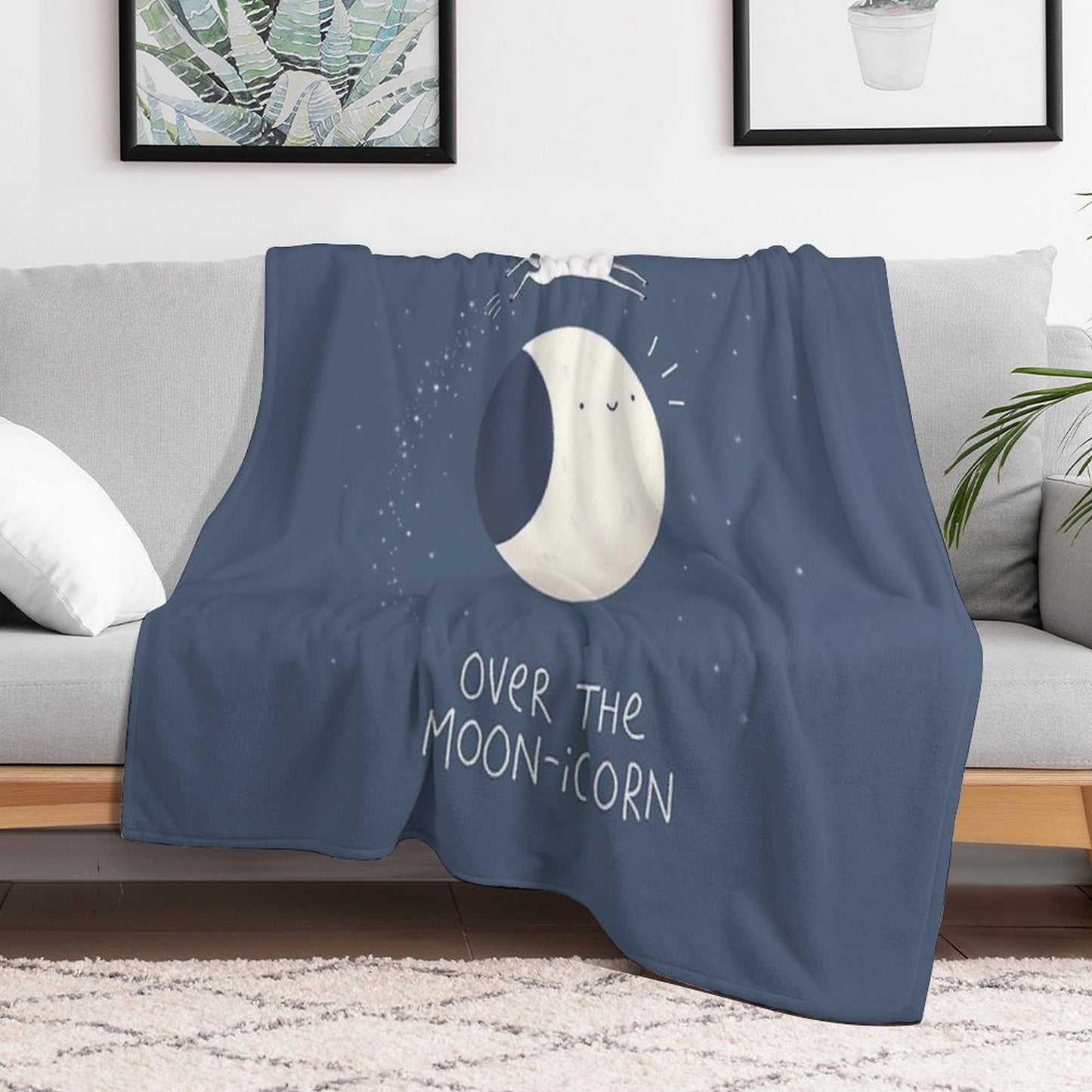 Over The Moon-icorn Throw Blanket