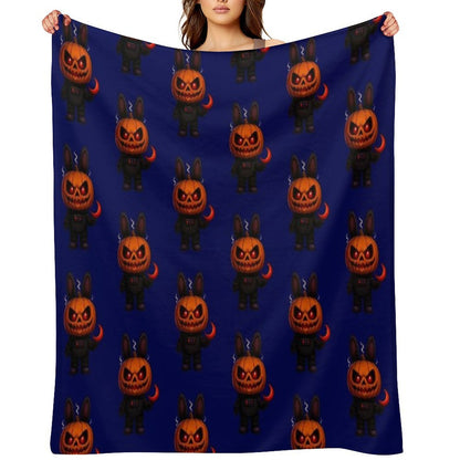 Halloween Pumpkin Monster Creepy Cute Art Throw Blanket