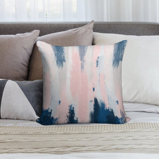Abstract Blush And Blue Soft Anti-Pilling Throw Pillow