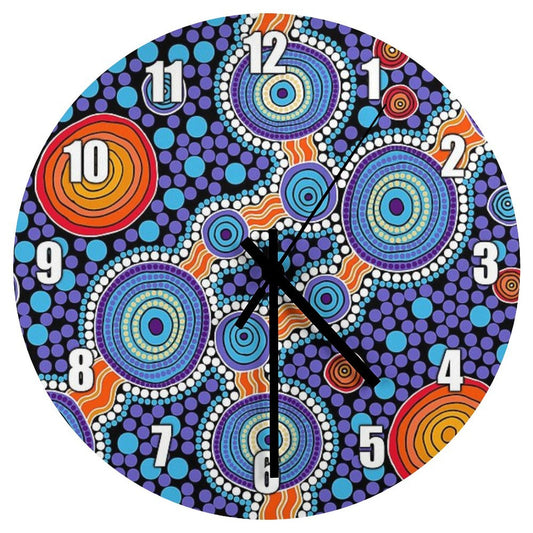 Authentic Aboriginal Art - The Journey Blue Wall Clock