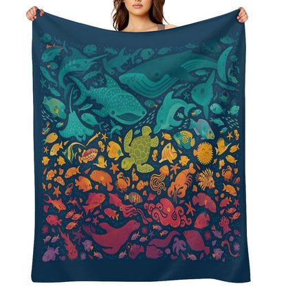 Aquatic Spectrum 2 Throw Blanket