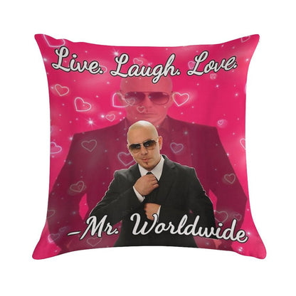 Mr Worldwide Pitbull Valentine Soft Reinforced Edging Throw Pillow