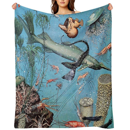 Adolphe Millot - Ocean A - French Vintage Poster Throw Blanket
