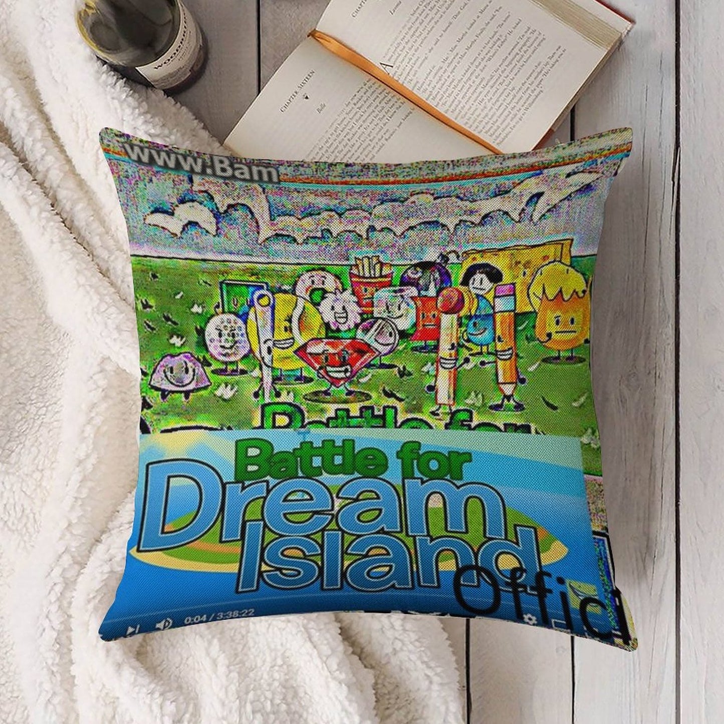 A BFDI Linen Throw Pillow Cover
