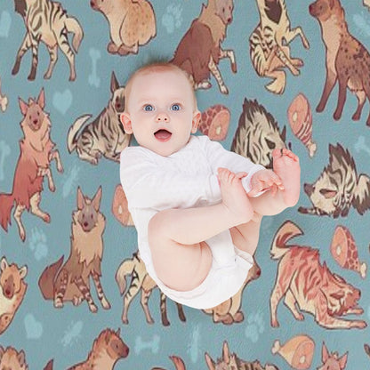 Hyenas in Cerulean Throw Blanket