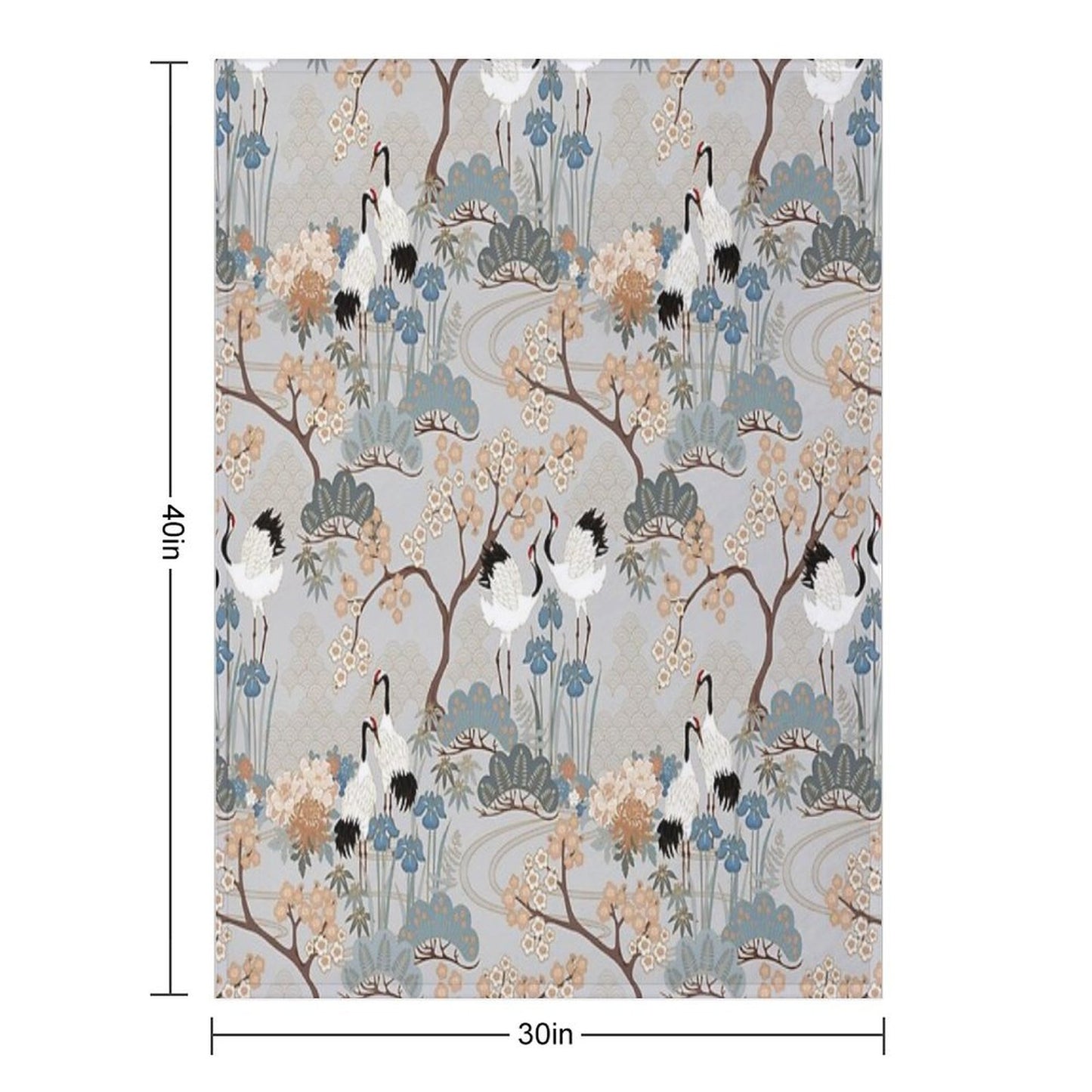 Japanese Garden Gray Throw Blanket