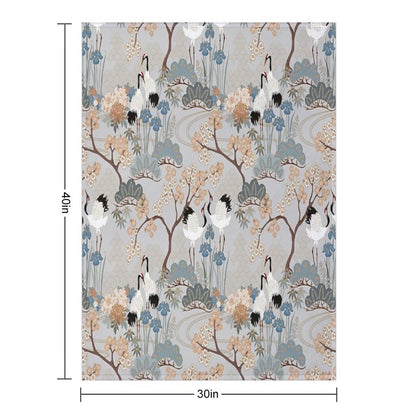 Japanese Garden Gray Throw Blanket