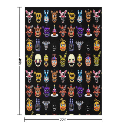Five Nights at Freddy's - Pixel Art - Multiple Characters Throw Blanket