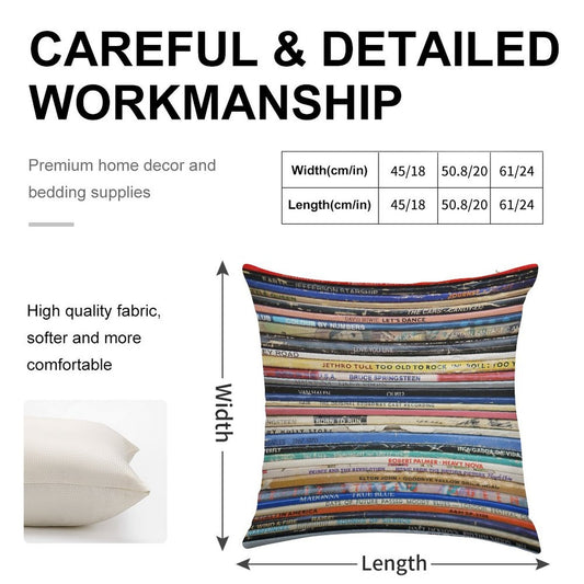 Vintage Retro Record Album Spines Linen Throw Pillow Cover