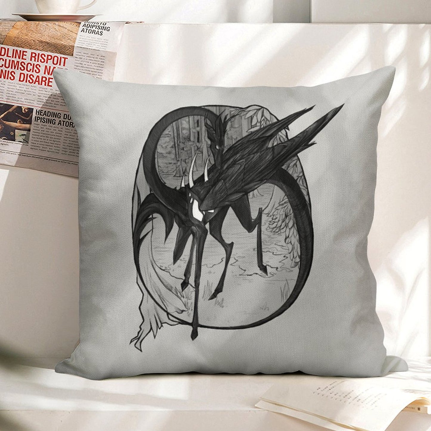The Motherfather - Monochrome Linen Throw Pillow Cover