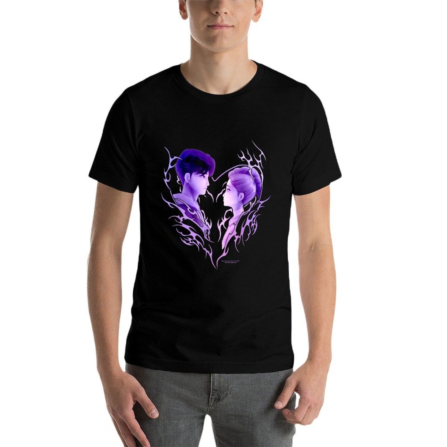 Kpop Demon Hunters Jinu & Rumi Retro Heart Portrait  Summer-ready Fabric T-Shirt