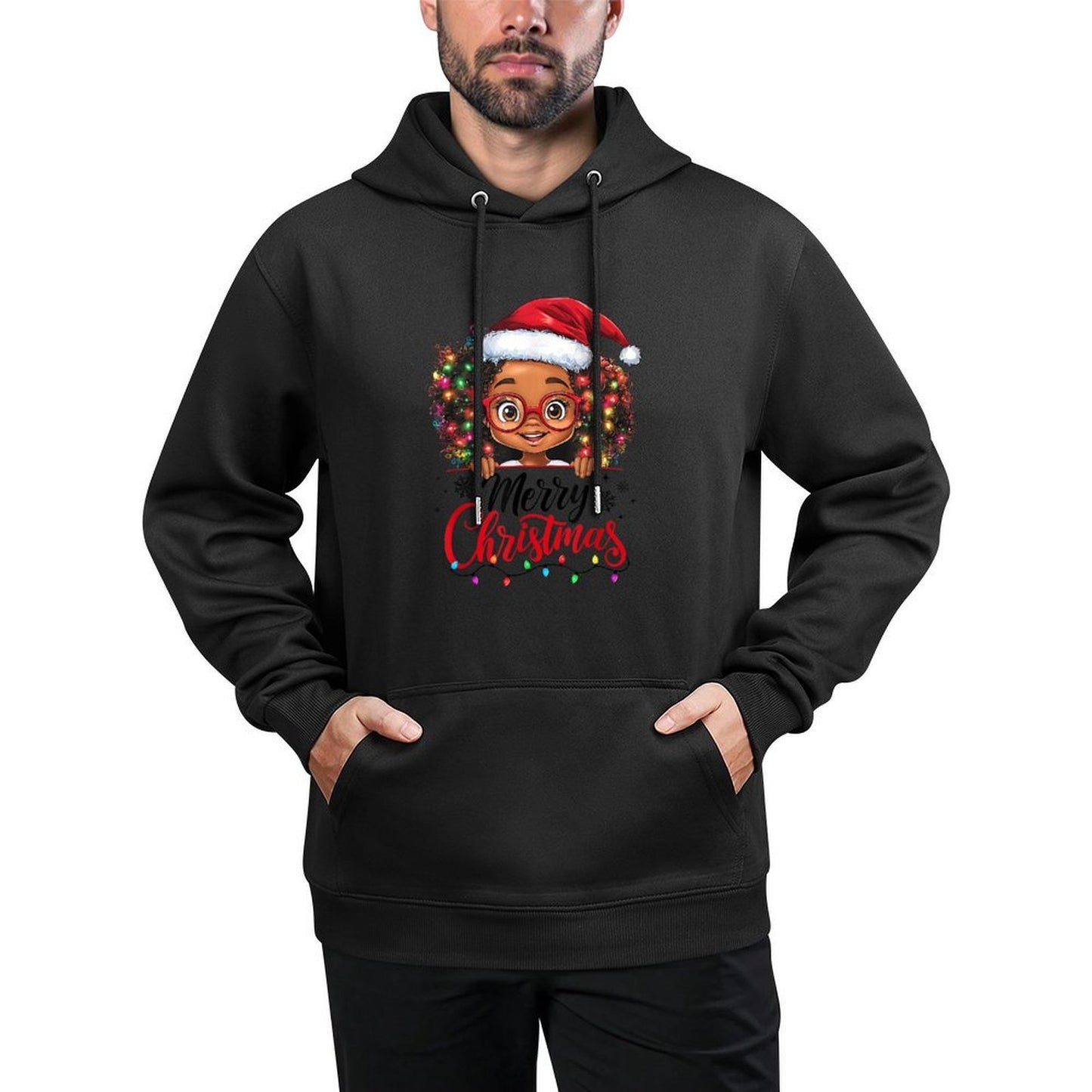 African American Merry Christmas African Black Afro Girls Adjustable Hood Hoodie