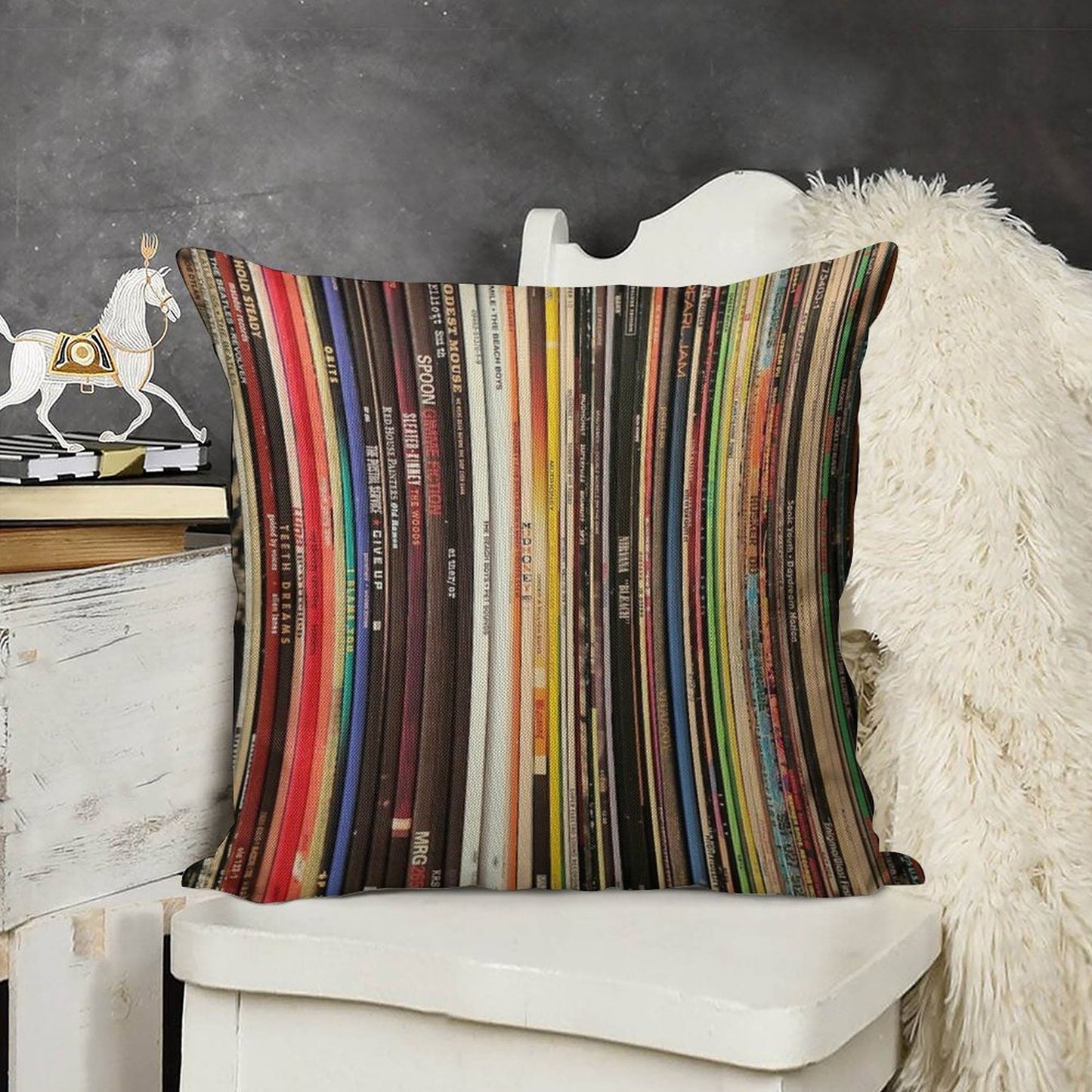 Ultimate Vinyl Record Collection Linen Throw Pillow Cover
