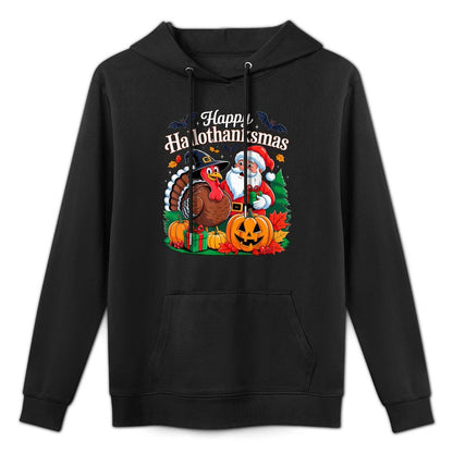 Happy Hallothanksmas Halloween Thanksmas Xmas Thanksgiving Medium-Weight Fabric Hoodie