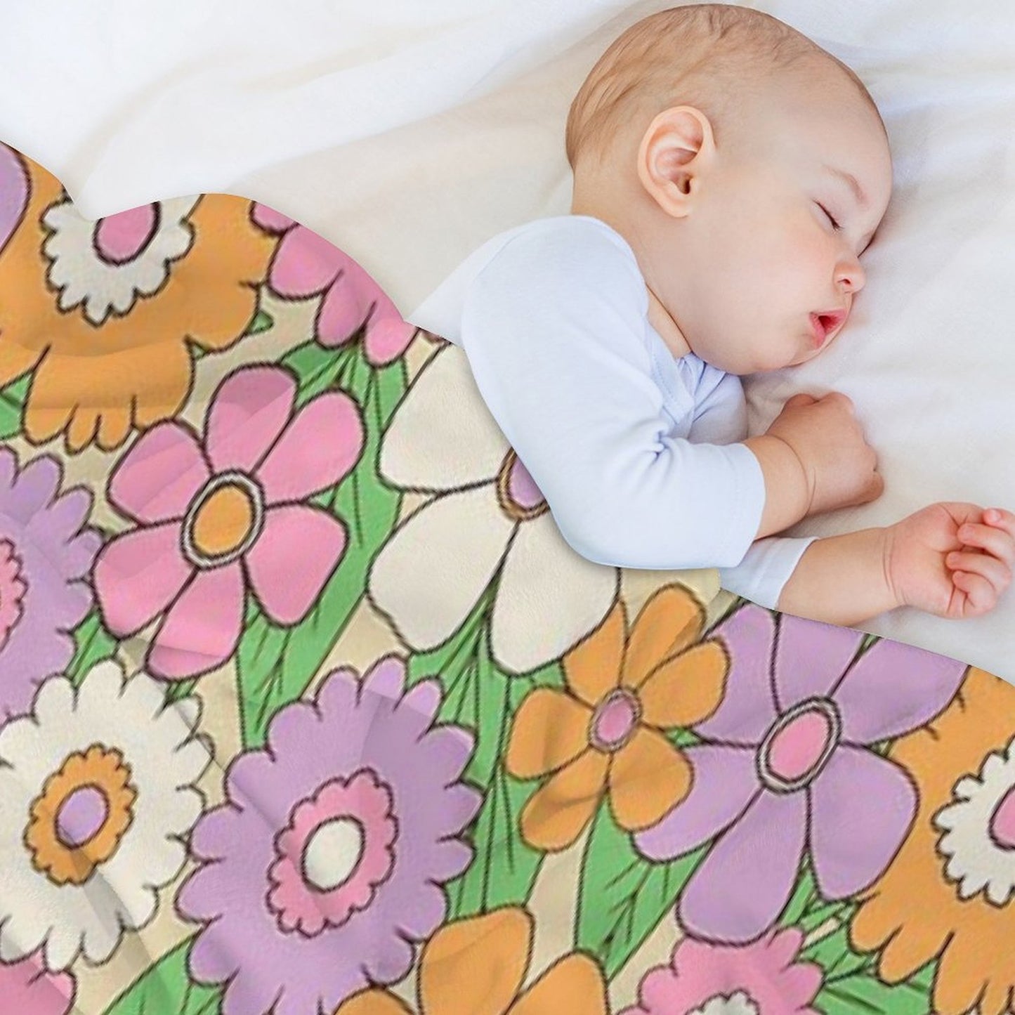 Groovy Retro Flower Power Pattern in Lilac, Pink And Orange Throw Blanket