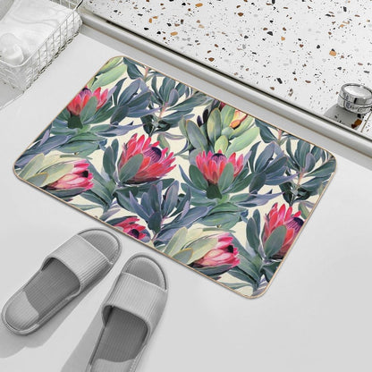 Painted Protea Pattern  High-Traffic Bath Mat