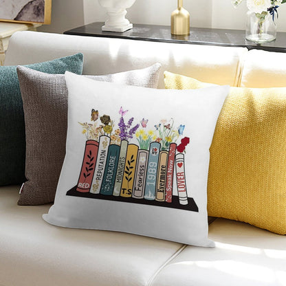 Taylor Albums Book Flowers Country Music Lover Swifties Soft Decorative Cover Throw Pillow