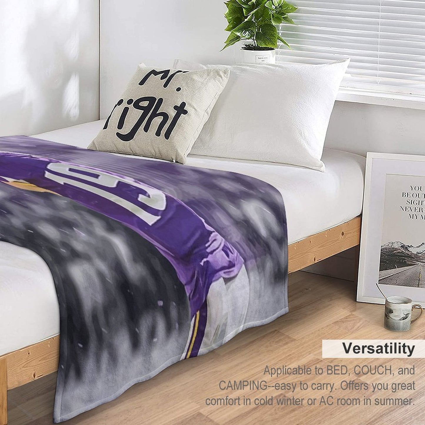 Adam Thielen Minnesota Vikings Illustration Throw Blanket