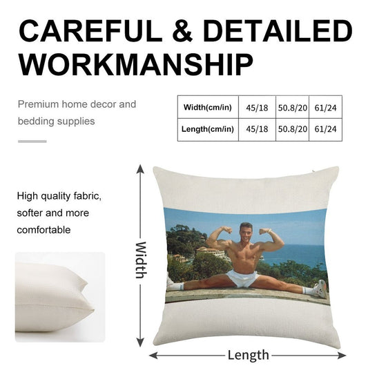 Jean Claude Van Damme Splits Linen Throw Pillow Cover